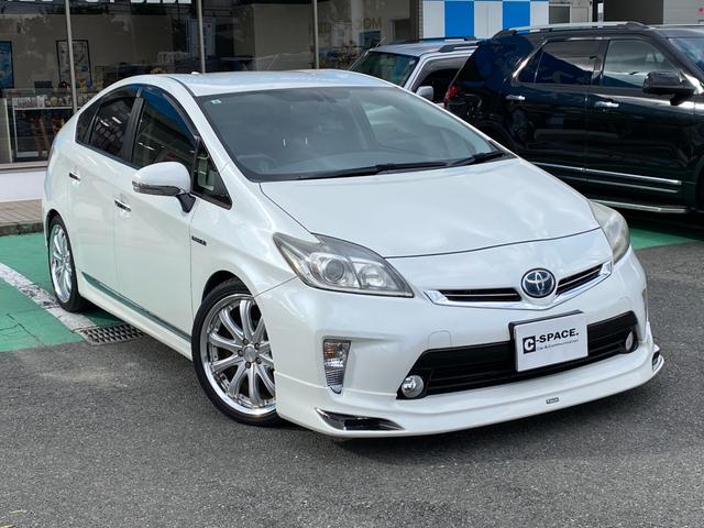 プリウス G モデリスタフルエアロ バックカメラ クルコン パワーシート ETC ドラレコ アルパインナビ ハーフレザー 社外18インチアルミ 地デジTV スマートキー(6枚目)
