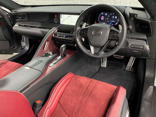 LC500 Sパッケージ 正規品TRDフルエアロKIT 正規品TRDトランクスポイラー オプション21AW CFRPカーボンルーフ カーボンインテリアパネル 電動リアウイング 赤黒コンビベンチレーターシート ビルトインETC(14枚目)