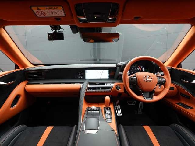 LC LC500 Sパッケージ 令和4年11月後期モデル/走行3200キロ/1オーナー車/禁煙車/屋内保管/LEXUSセーフティシステム+/オレンジ内装/OP21in鍛造ホイール/CFRPルーフ/トルセンLSD/HUD/ETC2.0(6枚目)