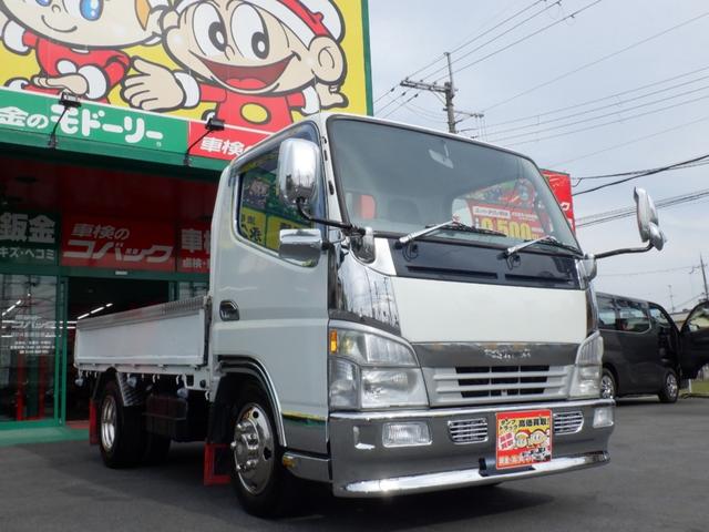 キャンター 全低床平ボディー２ｔ　花魁メッキ　ジェネレーション　静岡県産当社下取車　平１０尺ボディー　床あおり鉄板貼り　縞板プロテクタ　ステンレスフェンダ　社外キルトドロヨケ　ＬＥＤサイドマーカー　メッキパーツ　ホイールライナ　花魁ＬＥＤテールランプ＆シーケンＷ（10枚目）