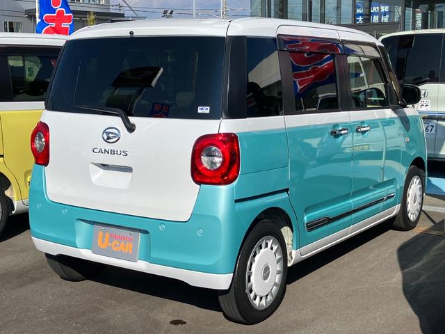 ムーヴキャンバス ストライプスＧ　１４インチフルホイールキャップ　ＬＥＤヘッドランプ　ＬＥＤフォグランプ　ホっとカップホルダー　両側パワースライドドア　キーフリーシステム　プッシュボタンスタート　ＵＶカットガラス（2枚目）