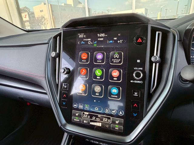 レヴォーグ STIスポーツ EX ブラックインテリアセレクション 11.6インチナビ STIフロントグリル ドラレコ ETC ハーマンカードンサウンドシステム ブラック/グレーハーフレザーシート アダクティブLEDヘッドライト トノカバ アイサイトセーフティプラス(6枚目)