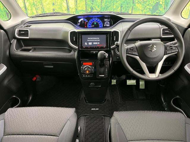 ソリオバンディット ハイブリッドSV 禁煙車 純正ナビ バックカメラ 衝突被害軽減システム 両側電動ドア シートヒーター コーナーセンサー スマートキー LEDヘッド ビルトインETC クルコン 車線逸脱警報(3枚目)