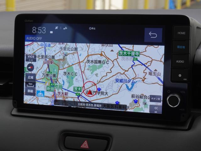 ヴェゼル ｅ：ＨＥＶＸ・ＨｕＮＴパッケージ　デモカー　９インチナビ　バックカメラ　ドラレコ　ＥＴＣ　渋滞追従クルーズコントロール　Ｂｌｕｅｔｏｏｔｈ　ＵＳＢ入力端子　ＬＥＤヘッドライト　衝突被害軽減ブレーキ　純正アルミホイール　禁煙車（3枚目）