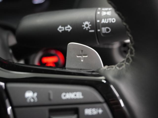 �������Z���N�^�[�������X�e�A�����O�z�C�[���̍��E�Ɏ��t����ꂽ�Q�̃p�h���X�C�b�`�Ō����̋����𒲐��B�����́u�|�v�𑀍삷��ƌ����������A�E���́u�{�v�𑀍삷��ƌ������キ���邱�Ƃ��ł��܂��B