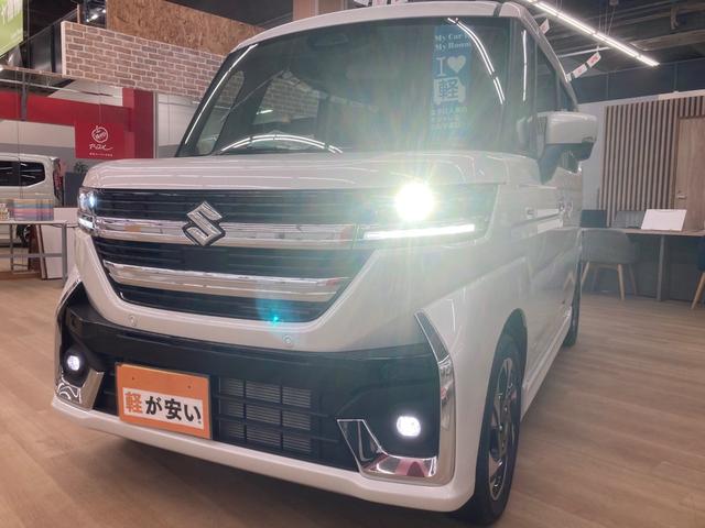 スペーシアカスタム ハイブリッドXSターボ 届出済未使用車 ターボ車 セーフティサポート 衝突被害軽減ブレーキ 誤発進抑制 追従クルコン 両側パワースライドドア LEDヘッドライト LEDフォグ シートヒーター 革巻きステアリング パドルシフト(4枚目)