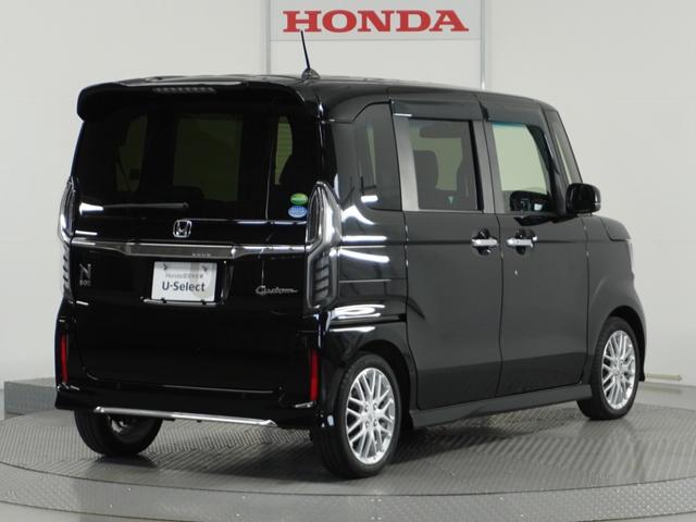 N-BOXカスタム Lターボ ナビ Rカメ ETC 両電扉 BT パドルシフト LED パドルシフト サイドバイザー シートバックテーブル 運転席ハイトアジャスターシート 合皮コンビシート インテリア内装ブラック 後席シェード(15枚目)