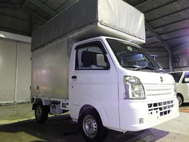 キャリイトラック ＫＣエアコン・パワステ　エアコン　パワステ　５ＡＧＳ　４ＷＤ　パネルバン　ＬＥＤ作業灯　全長２４２ｃｍ　パネルバン　観音開き　軽運送　ホロ　幌　レベライザーヘッドライト　ドアバイザー　配達　軽貨物（4枚目）