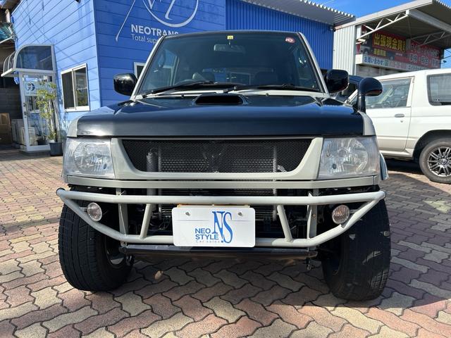 パジェロミニ V パワステ パワーウィンドウ 社外アルミホイール エアコン リフトアップ 社外マフラー インタークーラーターボ 全車輛車内清掃 全塗装グレー(3枚目)