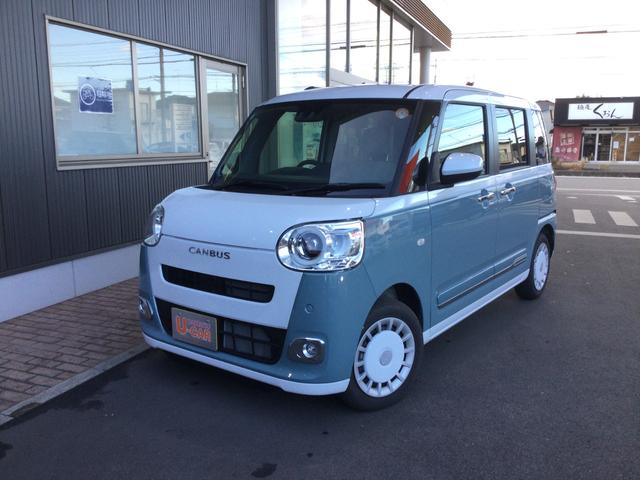 ムーヴキャンバス ストライプスG 両側電動スライドドア・LEDヘッドライト・オートライト・オートマチックハイビーム・プッシュスタートボタン・アイドリングストップ・シートヒーター・電動パーキングブレーキ・スマートアシスト(5枚目)