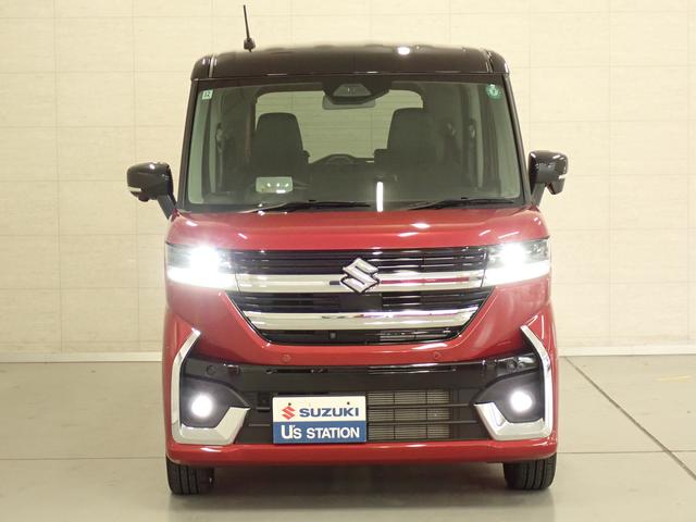スペーシアカスタム カスタム　ＨＹＢＲＩＤ　ＸＳターボ　全方位モニター付ナビ　ナビ　全方位カメラ　スズキコネクト　電動パーキングブレーキ　ＡＣＣ　衝突被害軽減Ｂ　ステアリングヒーター　フロアマット　サーキュレーター　パドルシフト　後席両側電動スライドドア　ＬＥＤヘッドランプ（2枚目）