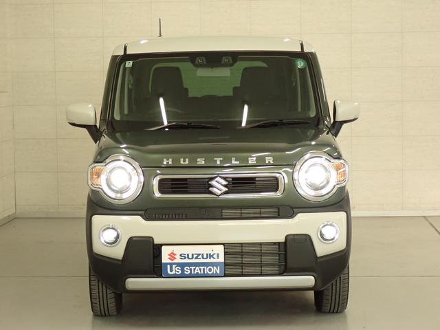 ハスラー ＨＹＢＲＩＤ　Ｘ　３型　フルタイム４ＷＤ　ＣＶＴ　ＤＣＢＳ　４ＷＤ　衝突被害軽減ブレーキ　ＡＣＣ　リヤパーキングセンサー　ＬＥＤヘッドランプ　ハイビームアシスト　車線逸脱抑制機能　フロアマット　シートヒーター　サイド・カーテンエアバック　スマートキー　ＡＷ（2枚目）