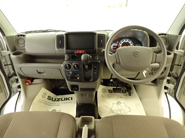 エブリイ ＰＣ　６型　２ＷＤ　ＣＶＴ　デュアルカメラブレーキサポート　衝突被害軽減ブレーキ　リヤパーキングセンサー　車検整備付　ＬＥＤヘッドランプ　ハイビームアシスト　後席両側スライドドア　フロアマット　シートヒーター　車線逸脱警報機能　マッドフラップ　スペアタイヤ（7枚目）