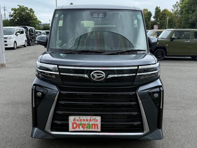 タント カスタムＸ　両側電動スライドドア　衝突被害軽減ブレーキ　電子パーキング　オートブレーキホールド　純正アルミホイール　スマートキー　運転席＆助手席シートヒーター　電動格納式ミラー　オートライト　ステアリングスイッチ（6枚目）