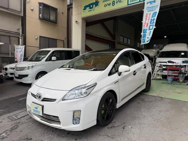 プリウス Ｓ　社外ＡＷ社外ナビＤＶＤ地デジＢｌｕｅｔｏｏｔｈＥＴＣバックカメラ革調シートガラスルーフソーラークルコンデジタルインナーミラー（8枚目）