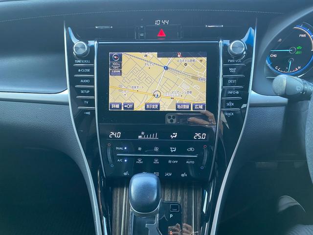 ハリアーハイブリッド エレガンス メーカーOPSDナビ フルセグ地デジTV ブルートゥース ブルーレイ再生 黒革パワーシート シートヒーター ビルトインETC バックカメラ USB&AUX入力 LEDルームランプ 4WD(20枚目)