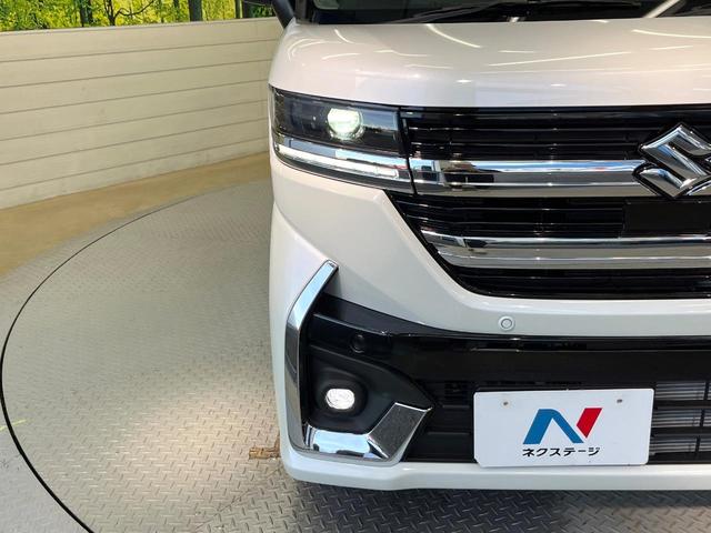 スペーシアカスタム ハイブリッドＸＳターボ　届出済未使用車　両側電動ドア　衝突被害軽減システム　レーダークルーズ　ハーフレザーシート　コーナーセンサー　スマートキー　ＬＥＤヘッド　オートハイビーム　車線逸脱警報　オートライト　オートエアコン（23枚目）