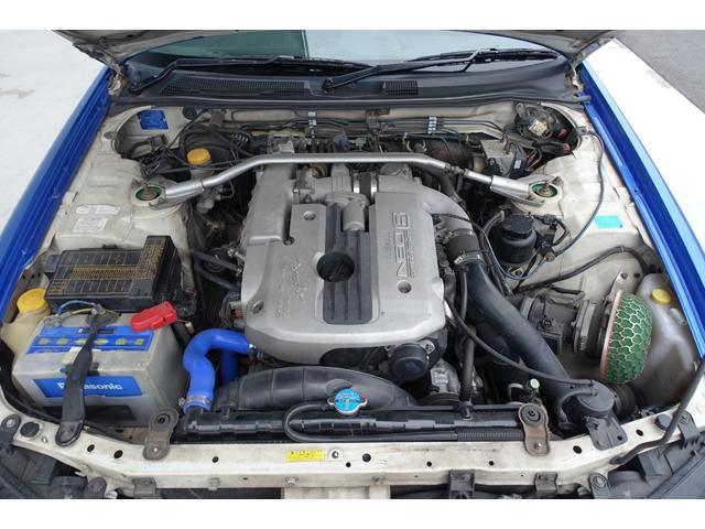 スカイライン ２５ＧＴ－Ｘターボ　５速ミッション載替公認　ベイサイドブルー　レカロシート　ＨＫＳエアクリ＆マフラー　ＴＥＩＮ車高調　ＷＯＲＫエモーションアルミホイール　ブリッツインタークーラー　フルエアロ　ＫＯＹＯラジエター（34枚目）