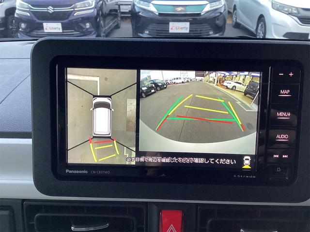 ムーヴキャンバス ストライプスＧ　全周囲カメラ　両側電動スライドドア　ナビ　ＴＶ　クリアランスソナー　衝突被害軽減システム　ＬＥＤヘッドランプ　スマートキー　アイドリングストップ　電動格納ミラー　シートヒーター　ベンチシート　ＣＶＴ（7枚目）
