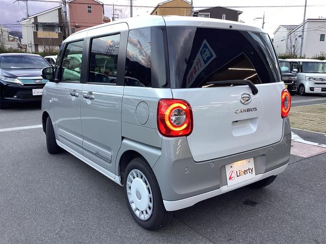 ムーヴキャンバス ストライプスＧ　全周囲カメラ　両側電動スライドドア　ナビ　ＴＶ　クリアランスソナー　衝突被害軽減システム　ＬＥＤヘッドランプ　スマートキー　アイドリングストップ　電動格納ミラー　シートヒーター　ベンチシート　ＣＶＴ（20枚目）