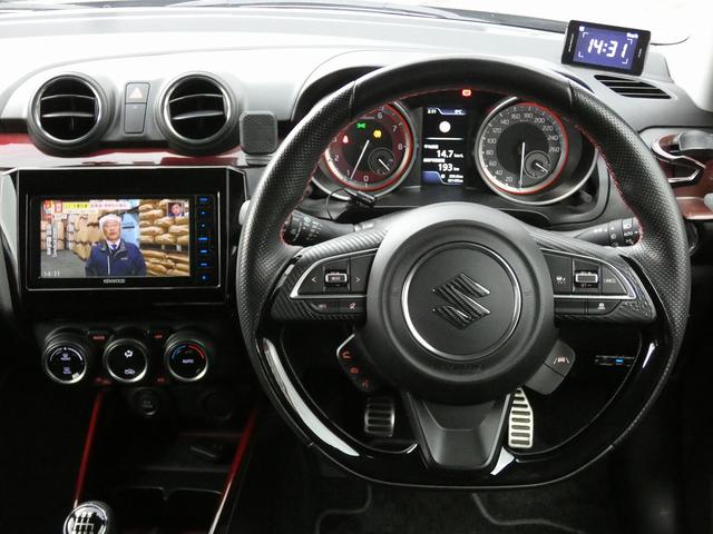 スイフトスポーツ ベースグレード ワンオーナー 6速マニュアル ローダウンバネ 社外17インチアルミホイール 社外ナビ フルセグTV ドラレコ ETC Rカメラ コーナーセンサー BSM D席シートヒーター フォグライト(7枚目)