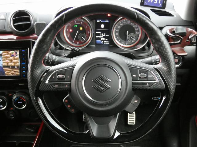 スイフトスポーツ ベースグレード ワンオーナー 6速マニュアル ローダウンバネ 社外17インチアルミホイール 社外ナビ フルセグTV ドラレコ ETC Rカメラ コーナーセンサー BSM D席シートヒーター フォグライト(46枚目)