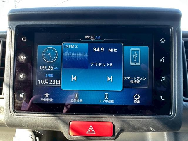 エブリイ ＰＣ　１オーナー／社外ルーフキャリア（ＴＵＦＲＥＱ）／前後ドライブレコーダー／純正ディスプレイオーディオ／バックモニター／ＥＴＣ／社外黒レザー調シートカバー（前席）／キーレス／セーフティサポート／ゴムマット（4枚目）