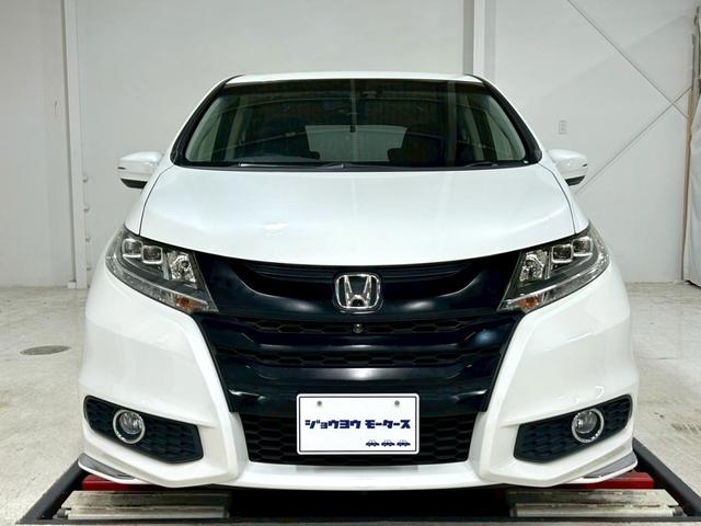 オデッセイ アブソルート・ＥＸ　禁煙車／衝突軽減ブレーキ／黒本革シート／純正ナビＴＶ／純正フリップダウンモニター／全方位カメラ／Ｂｌｕｅｔｏｏｔｈ／ＥＴＣ／ＨＫＳ車高調／純正１８インチアルミ／両側パワースライド／シートヒーター（2枚目）