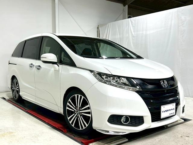 オデッセイ アブソルート・ＥＸ　禁煙車／衝突軽減ブレーキ／黒本革シート／純正ナビＴＶ／純正フリップダウンモニター／全方位カメラ／Ｂｌｕｅｔｏｏｔｈ／ＥＴＣ／ＨＫＳ車高調／純正１８インチアルミ／両側パワースライド／シートヒーター（3枚目）