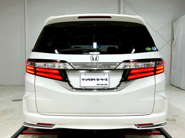 オデッセイ アブソルート・ＥＸ　禁煙車／衝突軽減ブレーキ／黒本革シート／純正ナビＴＶ／純正フリップダウンモニター／全方位カメラ／Ｂｌｕｅｔｏｏｔｈ／ＥＴＣ／ＨＫＳ車高調／純正１８インチアルミ／両側パワースライド／シートヒーター（5枚目）
