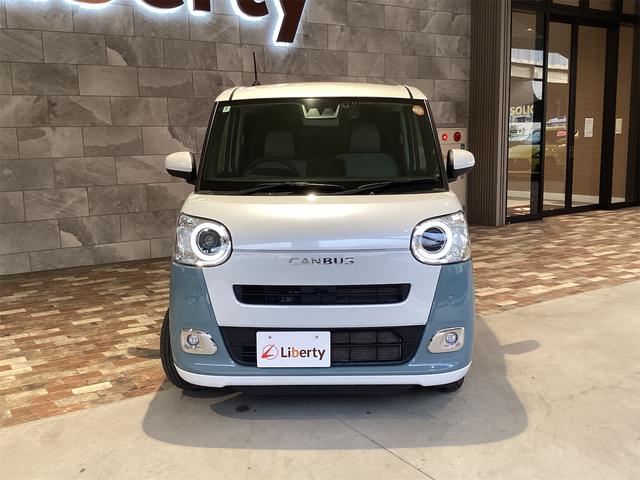 ムーヴキャンバス ストライプスＧ　バックカメラ　両側電動スライドドア　ナビ　ＴＶ　クリアランスソナー　衝突被害軽減システム　オートライト　スマートキー　アイドリングストップ　電動格納ミラー　シートヒーター　ベンチシート　ＣＶＴ　ＥＳＣ（2枚目）