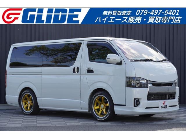 ハイエースバン スーパーＧＬ　ダークプライムＩＩ　２．０Ｇ　ワンオーナー　ＡＬＰＩＮＥ１１インチナビ　ＡＬＰＩＮＥフリップダウンモニター　両側パワースライドドア　インナーブラックＬＥＤヘッド　サイドカメラ　バットフェイスボンネット　ＫＢレーシングＡＷ（2枚目）