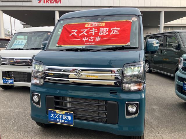 エブリイワゴン ＰＺターボ　ハイルーフ　６型　ＣＶＴ　ＬＥＤヘッドランプ　デュアルカメラブレーキ｜後席左側ワンアクションパワースライド｜１４インチアルミホイール｜本革巻きステアリングホイール｜リモート格納式ドアミラー｜運転席シートヒーター｜（4枚目）