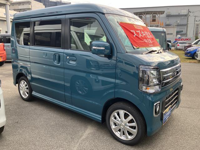 エブリイワゴン ＰＺターボ　ハイルーフ　６型　ＣＶＴ　ＬＥＤヘッドランプ　デュアルカメラブレーキ｜後席左側ワンアクションパワースライド｜１４インチアルミホイール｜本革巻きステアリングホイール｜リモート格納式ドアミラー｜運転席シートヒーター｜（8枚目）