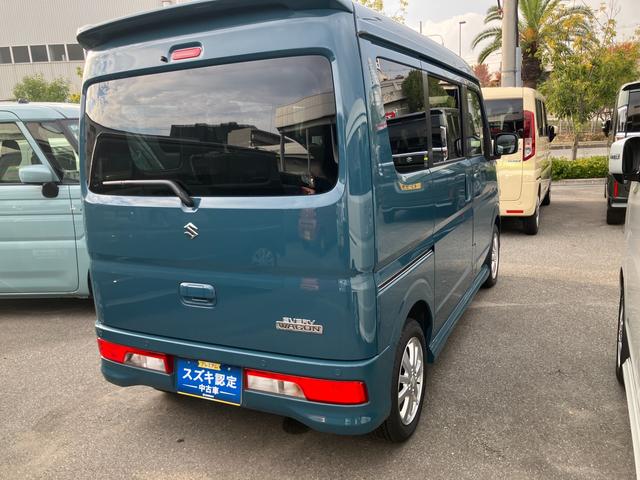 エブリイワゴン ＰＺターボ　ハイルーフ　６型　ＣＶＴ　ＬＥＤヘッドランプ　デュアルカメラブレーキ｜後席左側ワンアクションパワースライド｜１４インチアルミホイール｜本革巻きステアリングホイール｜リモート格納式ドアミラー｜運転席シートヒーター｜（52枚目）