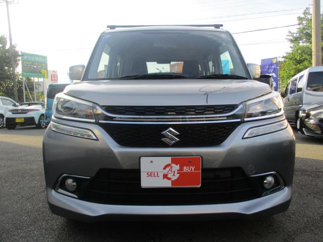 ソリオバンディット ハイブリッドＭＶ　ハイブリッドＭＶ（５名）ワンオーナー禁煙車　社外ナビ　フルセグＴＶ　ＥＴＣ　ＬＥＤライト　スマートキー　左リヤ電動スライドドア　純正アルミホイール　シートヒーター　ルーフキャリア付き（3枚目）