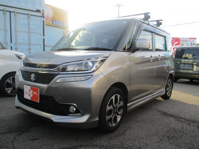 ソリオバンディット ハイブリッドＭＶ　ハイブリッドＭＶ（５名）ワンオーナー禁煙車　社外ナビ　フルセグＴＶ　ＥＴＣ　ＬＥＤライト　スマートキー　左リヤ電動スライドドア　純正アルミホイール　シートヒーター　ルーフキャリア付き（5枚目）