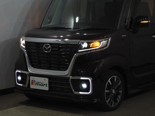 フレアワゴンカスタムスタイル ハイブリッドＸＴ　ターボ　Ｂカメラ　ＥＴＣ　シートＨ　両ＰＳＤ　クルコン　フルセグナビ　ＢＴ　ＤＶＤ　ＬＥＤオートライト／フォグ　衝突軽減Ｂ　レーンアシスト　クリソナ　パドルシフト　ステリモ　純正１５ＡＷ　ハーフレザー（14枚目）