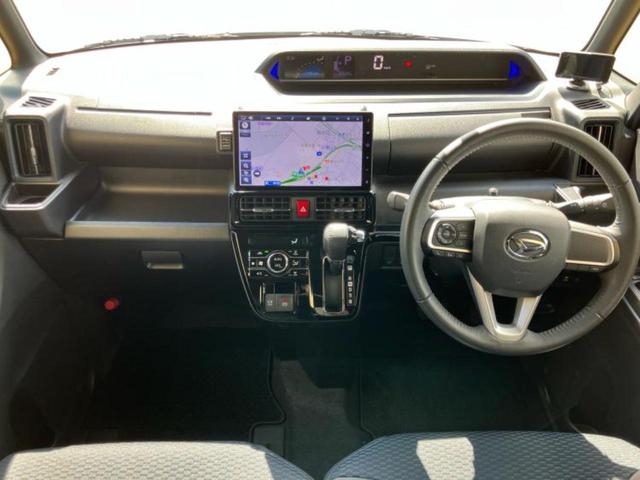 タント カスタムＲＳ　新品タイヤ／保証書／純正　１０インチ　ナビ／スマートアシスト（トヨタ・ダイハツ）／両側電動スライドドア／シートヒーター　前席／パノラマモニター／車線逸脱防止支援システム／シート　ハーフレザー　ターボ（6枚目）