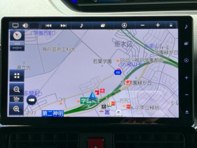 タント カスタムＲＳ　新品タイヤ／保証書／純正　１０インチ　ナビ／スマートアシスト（トヨタ・ダイハツ）／両側電動スライドドア／シートヒーター　前席／パノラマモニター／車線逸脱防止支援システム／シート　ハーフレザー　ターボ（9枚目）