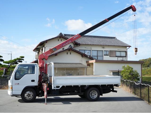 エルフトラック 　ＵＮＩＣ　ユニッククレーン　３段クレーン　ＵＲ－Ｖ２６３Ｋ　車検付き　フックイン　　５速ＭＴ　ＥＴＣ　集中ドアロック　パワステ　エアコン　パワーウィンドウ　３人乗り　ディーゼル（3枚目）