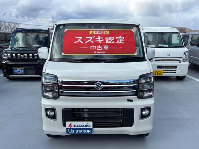 エブリイワゴン ＰＺターボ　標準ルーフ　６型　バックカメラ付オーディオ　デュアルカメラブレーキ｜後席左側ワンアクションパワースライド｜１４インチアルミホイール｜本革巻きステアリングホイール｜リモート格納式ドアミラー｜運転席シートヒーター｜（4枚目）