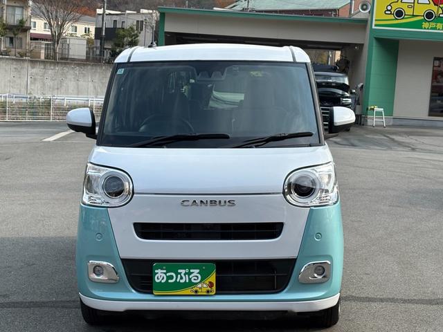 ムーヴキャンバス ストライプスG 純正メモリーナビ パノラマモニター ステリモ ETC ドラレコ 両側パワスラ スマートキー2個 フロントシートヒーター ホッとカップホルダー 衝突軽減 クリアランスソナー LEDヘッドライト フォグ(2枚目)