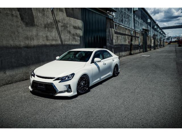 マークX 250G 新品モデリスタフロントスポイラー 新品3眼シーケンシャルヘッドライト 新品19インチホイール 新品タイヤ 新品フルタップ減衰力調整付車高調 ETC パワーシート バックカメラ 社外ナビ 後期型(56枚目)