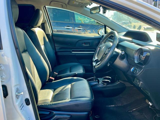 アクア Ｇソフトレザーセレクション　ＴＲＤエアロ　純正大型ナビ　フルセグテレビ　バックカメラ　衝突軽減　黒革調シート　シートヒーター　スマートキー　クルコン　ＬＥＤヘッドライト　フォグ　ＥＴＣ　車外アルミ（11枚目）