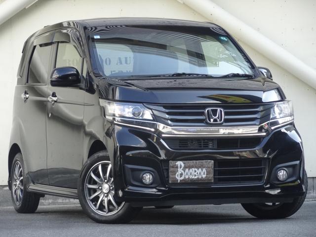 N-WGNカスタム G・Lパッケージ クルーズコントロール ハーフレザーシート スマートキー プッシュスタート 革巻きハンドル 社外メモリナビ バックカメラ ETC フロントフォグライト オートライト オートエアコン 純正14インチアルミ(4枚目)