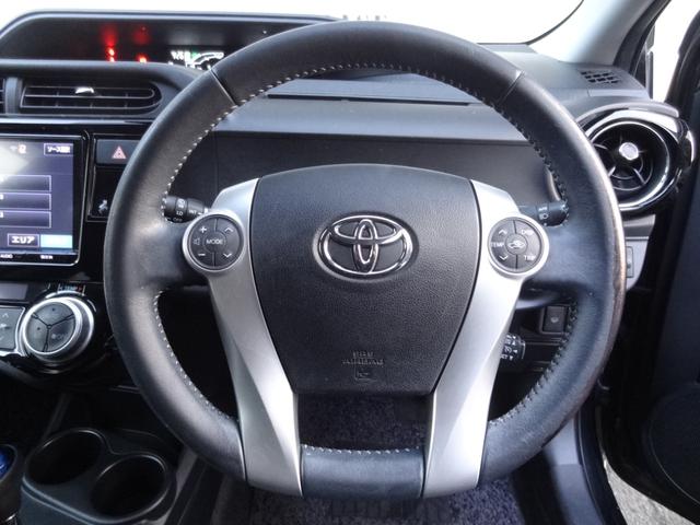 アクア Ｇブラックソフトレザーセレクション　合皮レザー　ＴＳＳ（衝突軽減・レーンアシスト・Ａハイビーム）　シートヒーター　純正９インチナビ　スマートキー　Ｐスタート　Ｆフォグ　エンジンスターター　クルコン　革ハンドル　純正ＡＷ　ＥＴＣ（14枚目）