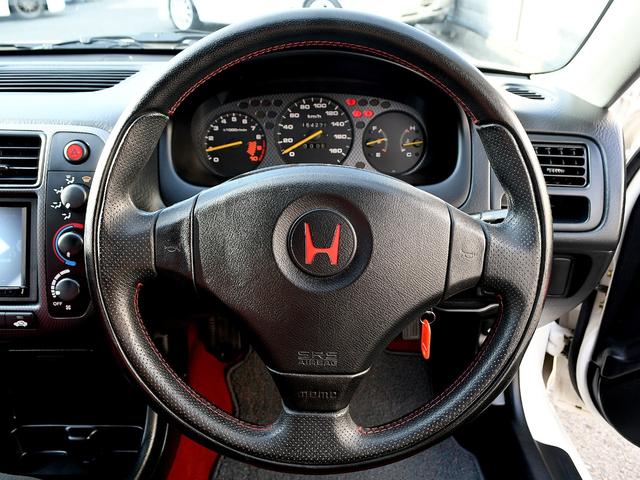 シビック タイプＲ　後期最終型　ＢＬＩＴＺ車高調　無限エキマニ　ワンオフストレートマフラー　無限エアクリＢＯＸ　スリットローター　制動屋パット　ブレーキメッシュライン　ピラーバー　純正ＲＥＣＡＲＯ　タイヤ残溝８分山（43枚目）
