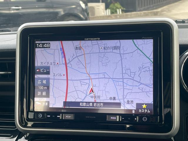 スペーシアカスタム ハイブリッドXS 8インチナビ・バックカメラ・衝突軽減ブレーキ・両側パワースライドドア・障害物センサー・Bluetooth・シートヒーター・ステアリングスイッチ・ビルトインETC・DVD・CD・フルセグ・オートライト(4枚目)