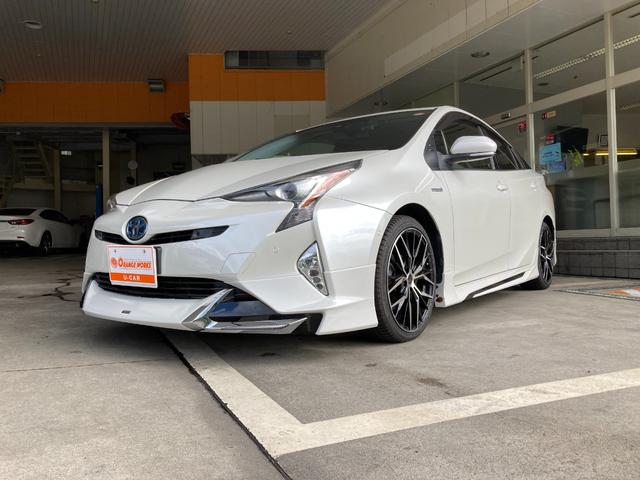 プリウス Ｓセーフティプラス　禁煙車　ＥＴＣ　ドラレコ　モデリスタエアロ　バックカメラ　運転席助手席サイドカーテンエアバック　スマートキー　修復歴なし　走行距離９６４６２ｋｍ（3枚目）